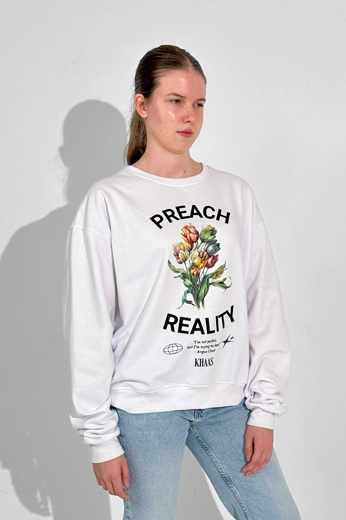 Preach Reality Sweatshirt White - KHAAS